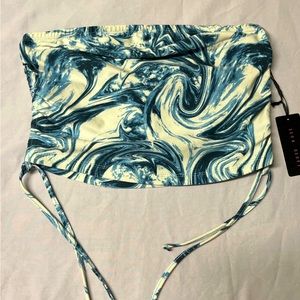Faded Rose Blue Swirl Tie Tube Top